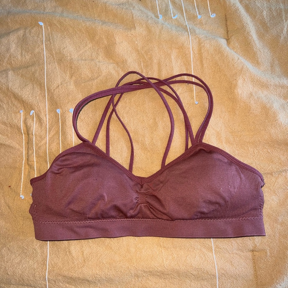 Pink/Tan Criss Cross Sports Bra One Size